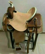 Pro Western Natural & Brown Leather Pleasure Trail Roper Ranch Sattel 14"...