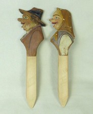 ANRI geschnitzte HOLZFIGUREN x2 - PFLANZTOPFPFÄHLE oder DEKO