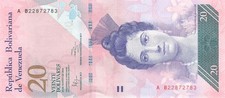 Venezuela 20 Bolivares 2014