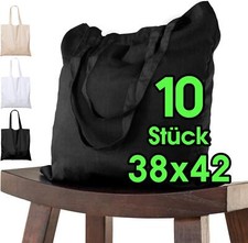 Baumwolltasche 38x42 cm 10 Stück unbedruckt lange Henkel Stofftasche Tragetas...