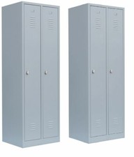 2 x Metall Spind montiert Stahl Kleiderschrank Garderobenschrank Umkleide