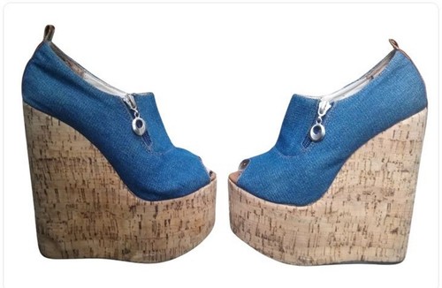 Rare kork jeans denim plateau - kork,