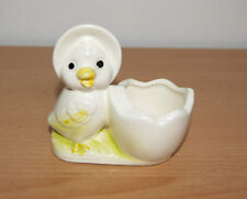Eierbecher mit Küken Vogel Hut weiss gelb Keramik