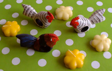 Serviettenringe Serviettenhalter Set 2x Hühner + 1x Hahn + 4x Kerzen 80er 90er