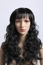 Perücke  wig schwarz lang
