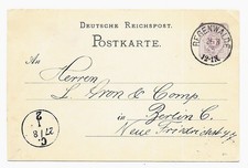 Alte Deutsche Reichspost Postkarte von Regenwalde /Pommern nach Berlin 26.8.1885