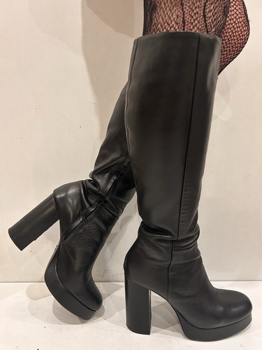 Zara schwarze leder kniehohe - zara,