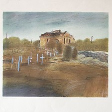 Manfred Butzmann Friedhof Moldawien Farblithographie 1975 Edition Arkade sign.