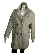 HAILYS EDLER DAMEN MANTEL CASUAL WOLL JACKE DESIGNER LONG VINTAGE CHIC L 42