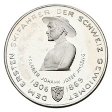 Schweiz Silbermedaille o.J. Erster Skifahrer Jmseng PP- Gewicht: 14,85g/900