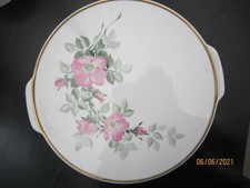PMR BAVARIA Jäger & Co, Germany: Kuchenplatte Ø 31cm, Porzellan Weiß Blumen Gold