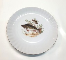 E1) WUNSIEDEL BAVARIA Porzellan Germany Fischteller 24cm Flussbarsch Fisch Motiv