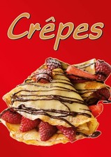 Plakat Crêpes wetterfest Kaffee Werbung Banner Kundenstopper DINA1 Folie PVC rot