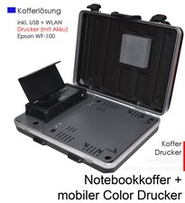 ROBUSTER HARTSCHALE TRAGEKOFFER INKL. MOBIL. DRUCKER EPSON WF-100 FÜR NOTEBOOK