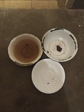 3 WASCHSCHÜSSEL ANTIK VINTAGE EMAILLE DEKORATION 