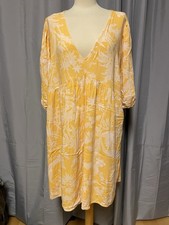 H&M Tunika Kleid XXL/44-46 gelb-weiß V-neck Mama Umstandskleid