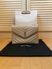 Tasche von YSL SAINT LAURENT Modell LOULOU Large  beige mit silberner Hardware
