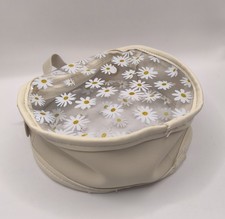 Damentasche Handtasche Umhängetasche Blümchen Rund Durchsichtig Transparent weiß