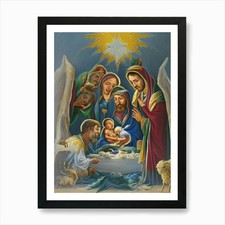 Krippe 16 Kunstdruck gerahmt Wandbild Poster Leinwanddruck Bild