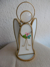 Bleikristall   ENGEL  - weiss  ca.  16 cm  Blumenstrauß - Heiligenschein