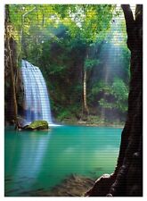 Wallario Duschmatte Bad Teppich Vorleger Wasserfall Wald See  Idylle Thailand