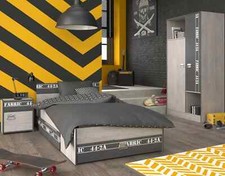 Jugendzimmer Fabric 2 Kinderzimmer komplett Set Bett Kommoden Parisot 3tlg Grau