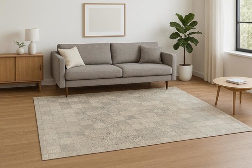 Kuhfell teppich silber devore - silber,