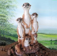 6er Erdmännchen Familie 38cm Figur Deko Skulptur Garten wetterfest Türdeko   neu