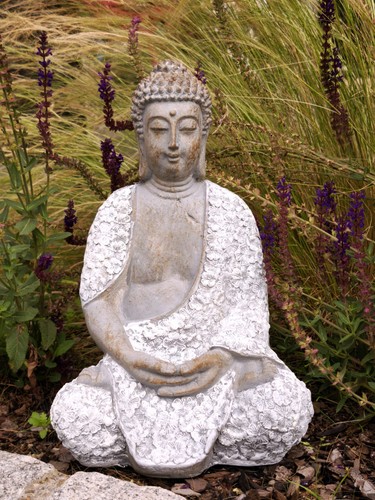 Toller buddha sitzend grau - sitzend,