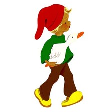 Figur Vintage Junge Hans im Glück 1960er Ravi-Kunst 23cm Märchen-Holzbild TOP