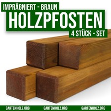 4 STÜCK Zaunpfosten Pfahl 9x9 Braun imprägniert Kant Holz Zaun Pfosten Pfahl KDI