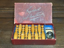 Tischkegel Spiel ,Kegelsport auf dem Tische D.R.G.M  Alt Vintage Kegelspiel