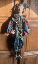 Marionette Zauberer Harlekin XL 80cm + 40cm aufgehängt 120 cm, Top Zustand grün 