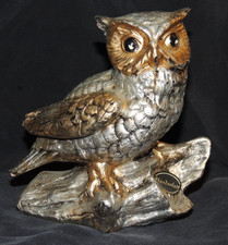 Handarbeit Wachseule Silber/Gold ca. 12cm Dekorfigur Geschenk Sammler