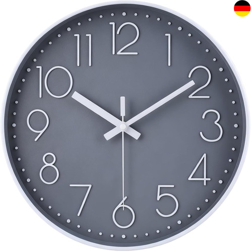 Funkuhr wanduhr 30cm - 30cm, grau