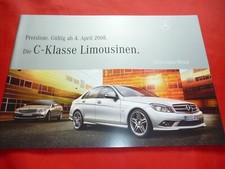 MERCEDES W204 C-Klasse Limousinen C 200 CDI - C 63 AMG Preisliste Pricelist 2008