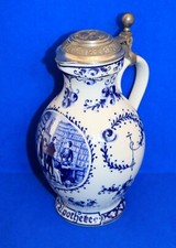 Bierkrug Weinkrug Krug APOTHEKER Dr. Merkle Atelier Porzellan Kobalt Zinndeckel