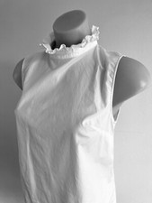 Cecilie Bahnsen Rüschen Baumwolle Minikleid weiß Kordelzug Tie Back Größe AU10 M