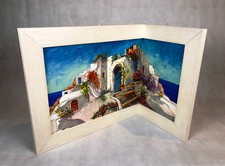 Eckleinwandbild Gemälde Holzrahmen Casa Bianca Eckbild Italien mit Rahmen H46cm