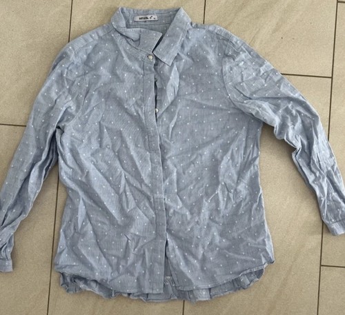 Bluse blau mit - weißen, punkten