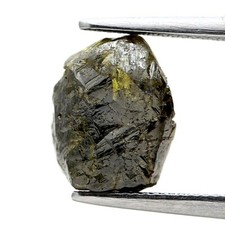 Groß Grobem Diamant 2.89ct Olivgrün Grau Funkelnde Natur Irregular Form Geschenk