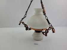 Hängelampe Deckenlampe Petroleumlampe umgebaut elektrisch weiß kupfer #258211