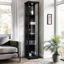 K-Möbel Glasvitrine in Schwarz (176x37x33 cm); Regal Schrank ESG Sammlervitrine