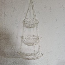 Hängekorb Hängeetagere Obstampel Drahtkorb 3-stufiger Korb platzsparend weiß 