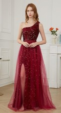 Women One Shoulder Sequin Prom