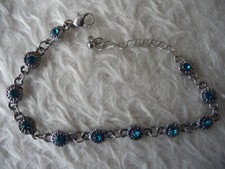 Armkette Arm Kette Armreif Armband hellblaue Ziersteine Silberfarben