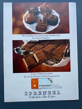 Sprengel Vollmilch Schokolade Tafel Praline 1966 Vintage Ad Werbung Reklame