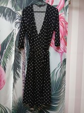 King Louie Wickelkleid Polka Dots Rockabilly L PinUp Punkte schwarz