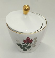 Seltmann Weiden Bavaria Zuckerdose mit Deckel 10 cm Motiv Rose Und Goldrand
