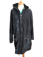 MANTEL ❤️ALLER SIMPLEMENT ❤️GR.XL* SCHWARZ GRAU* TÜRKISE STICKEREIEN ❤️LAGENLOOK